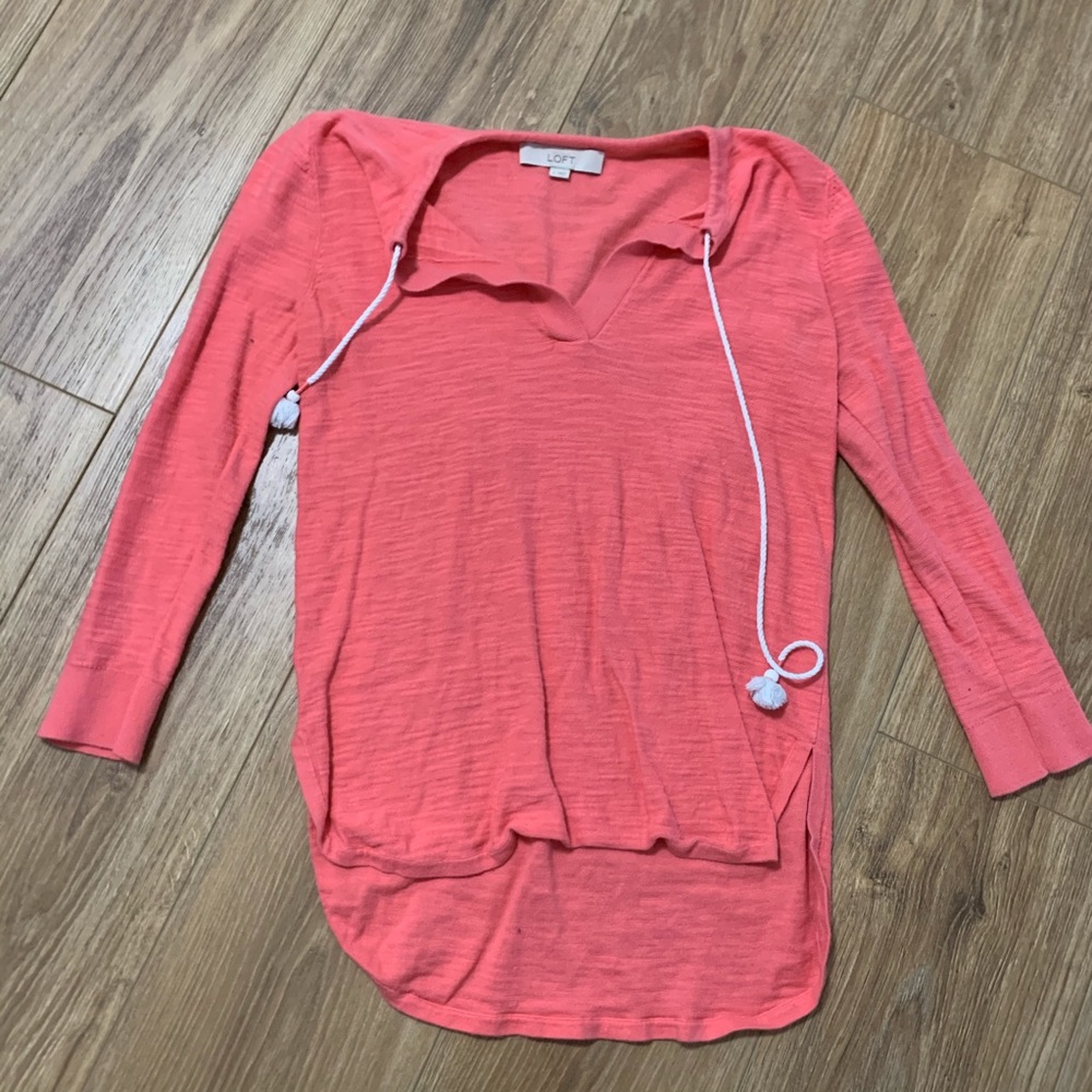 Coral 3/4 sleeve beach shirt